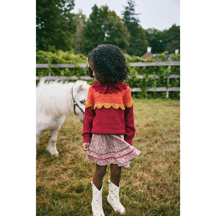 Misha and Puff Berry Scallop Yoke Sweater