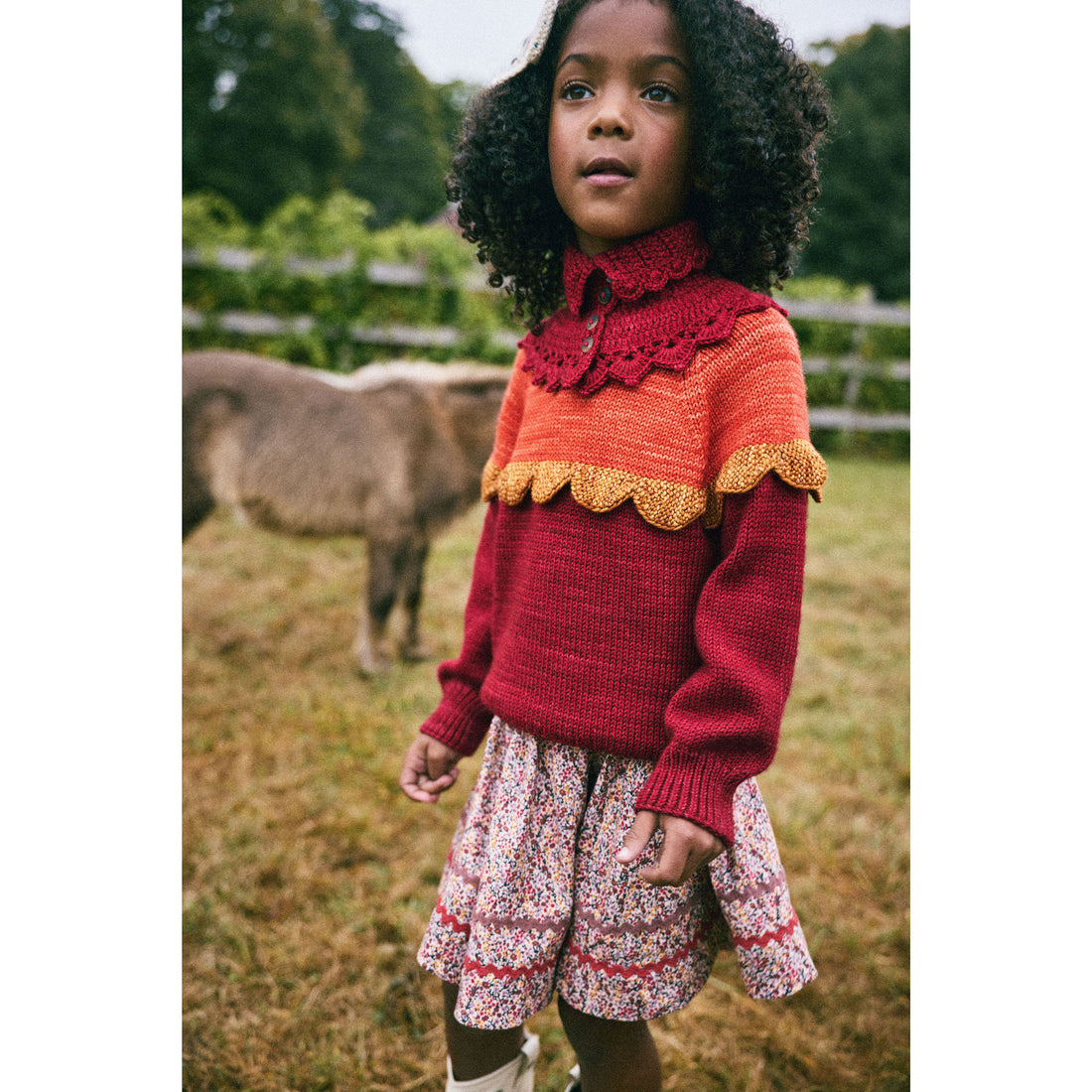 Misha and Puff Berry Crochet Button Collar