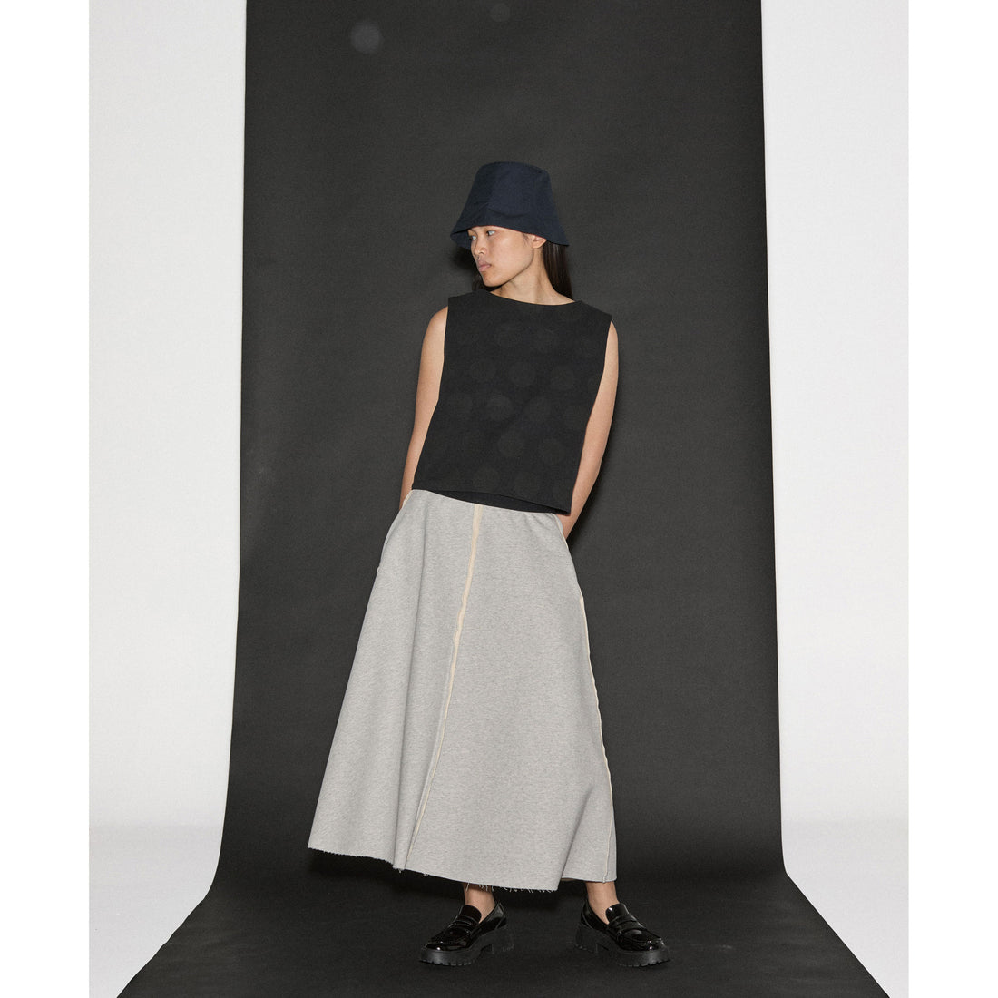 Little Creative Factory  Grey Melange Raw Edge Skirt