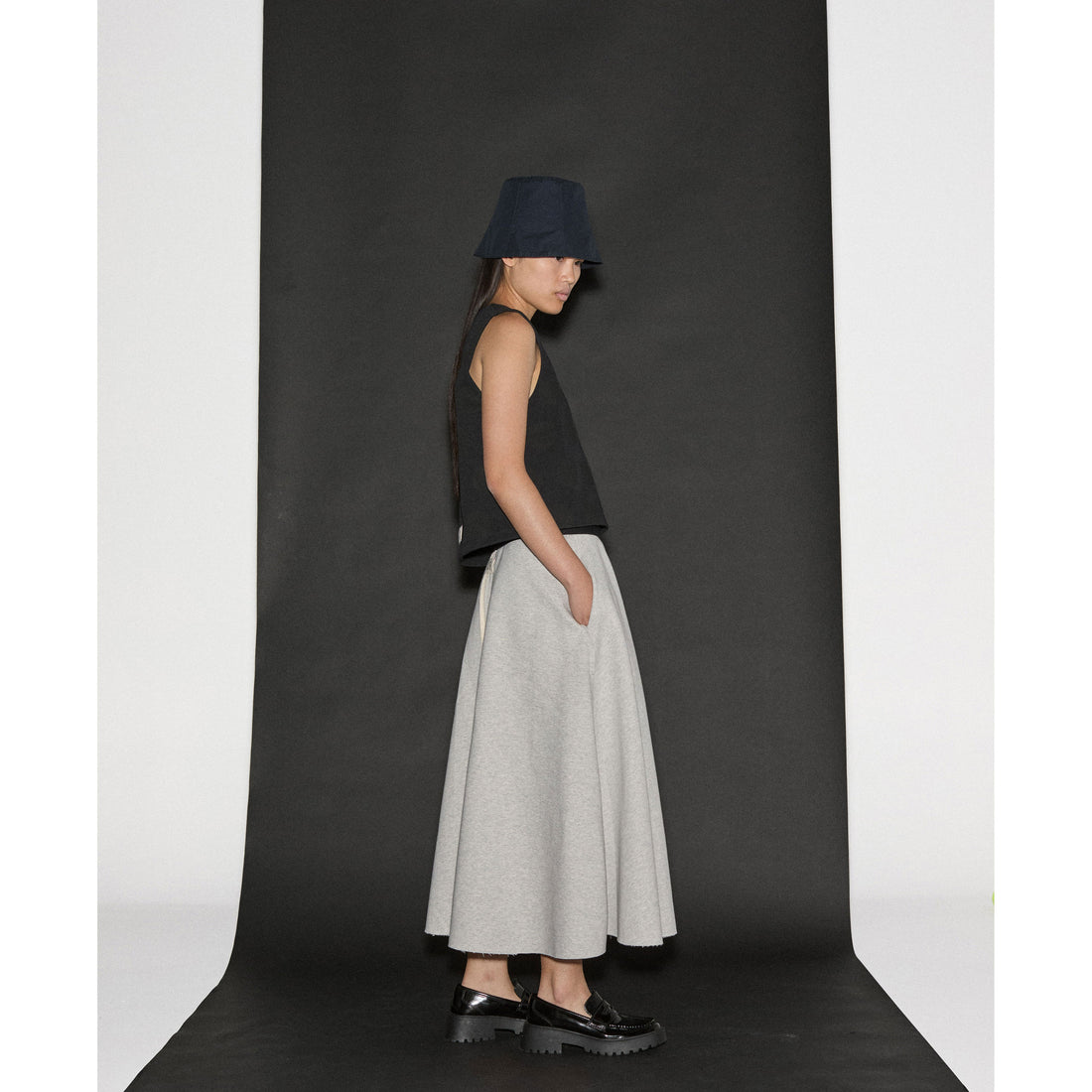 Little Creative Factory  Grey Melange Raw Edge Skirt