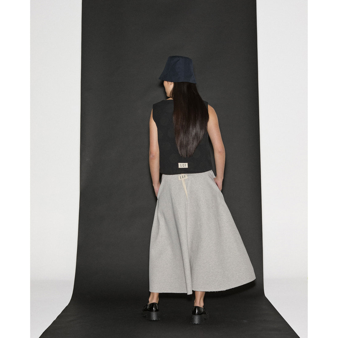 Little Creative Factory  Grey Melange Raw Edge Skirt