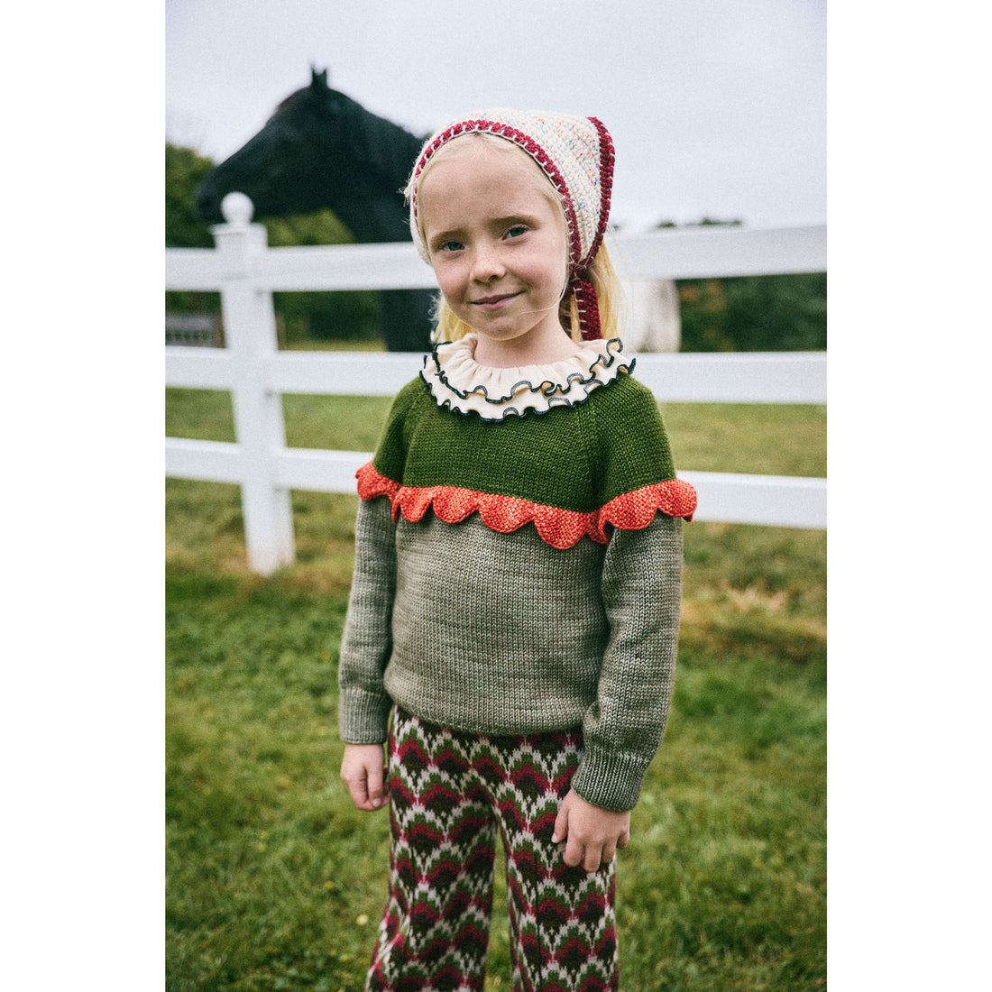 Misha and Puff Seal Gray Scallop Yoke Sweater