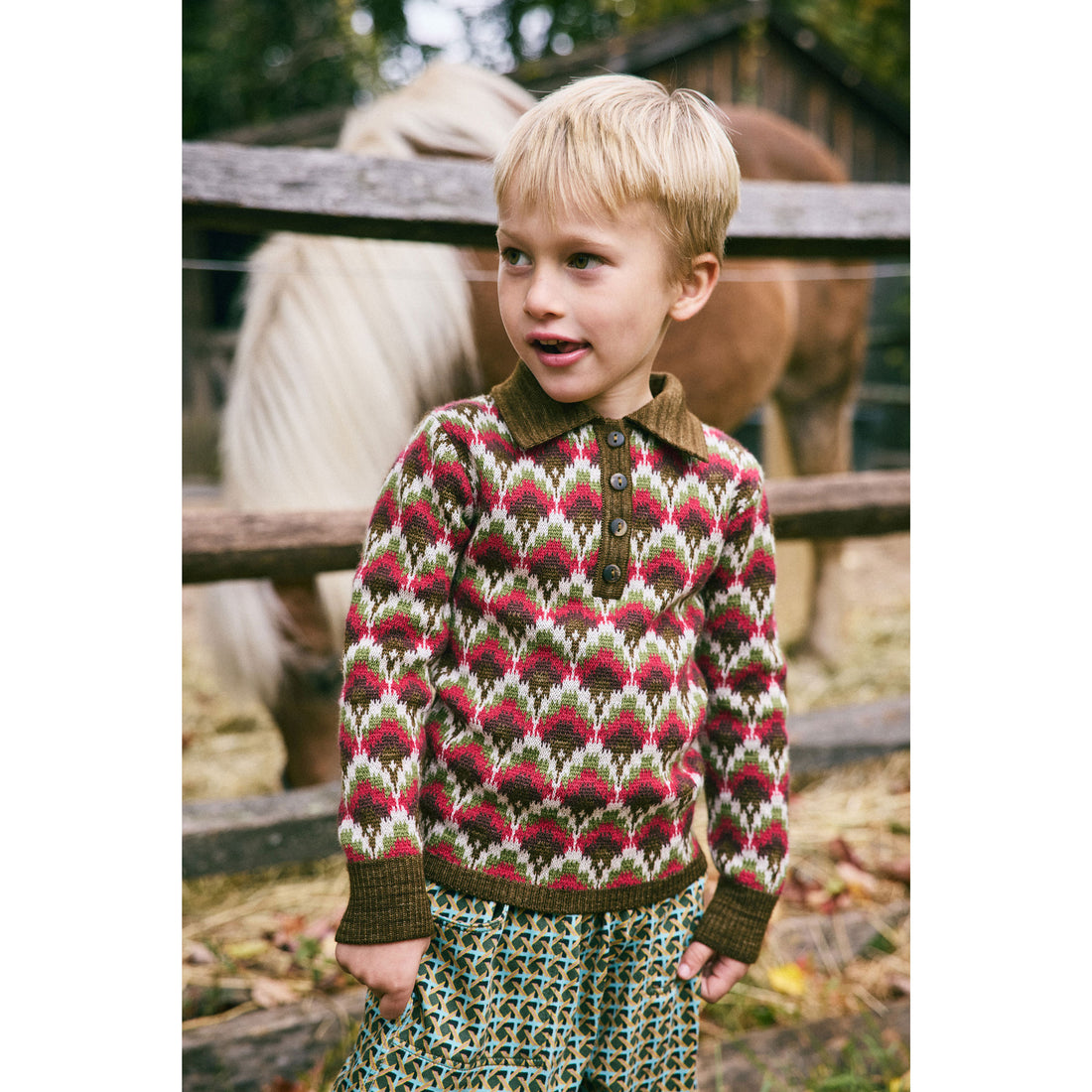 Misha and Puff Berry Feather Jacquard Ari Sweater