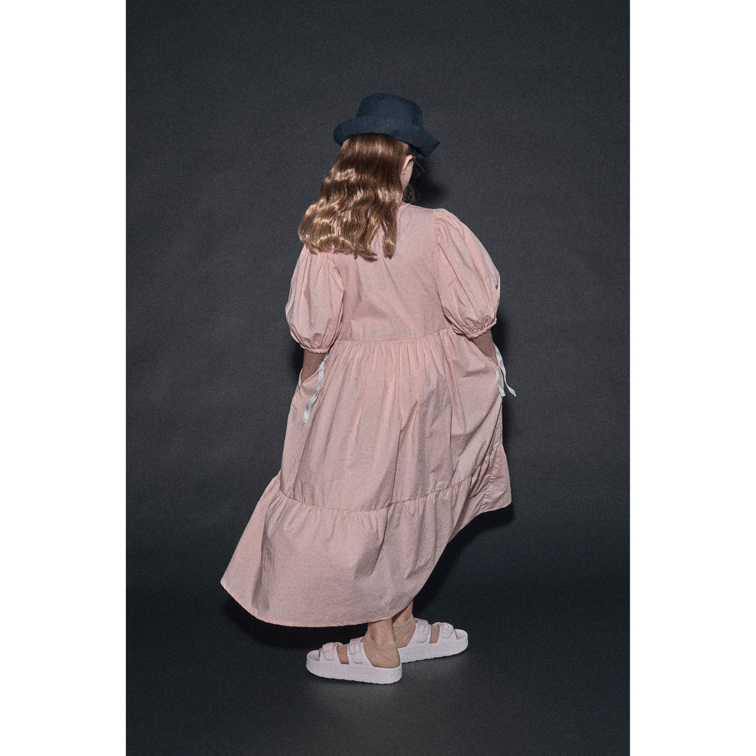 apricot silver dress Drape Shoulder Wrap Shimmer Midi Dress
