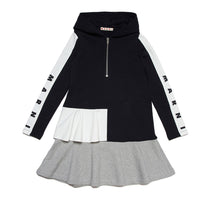Marni Black Color Block Hooded Fleece Dress