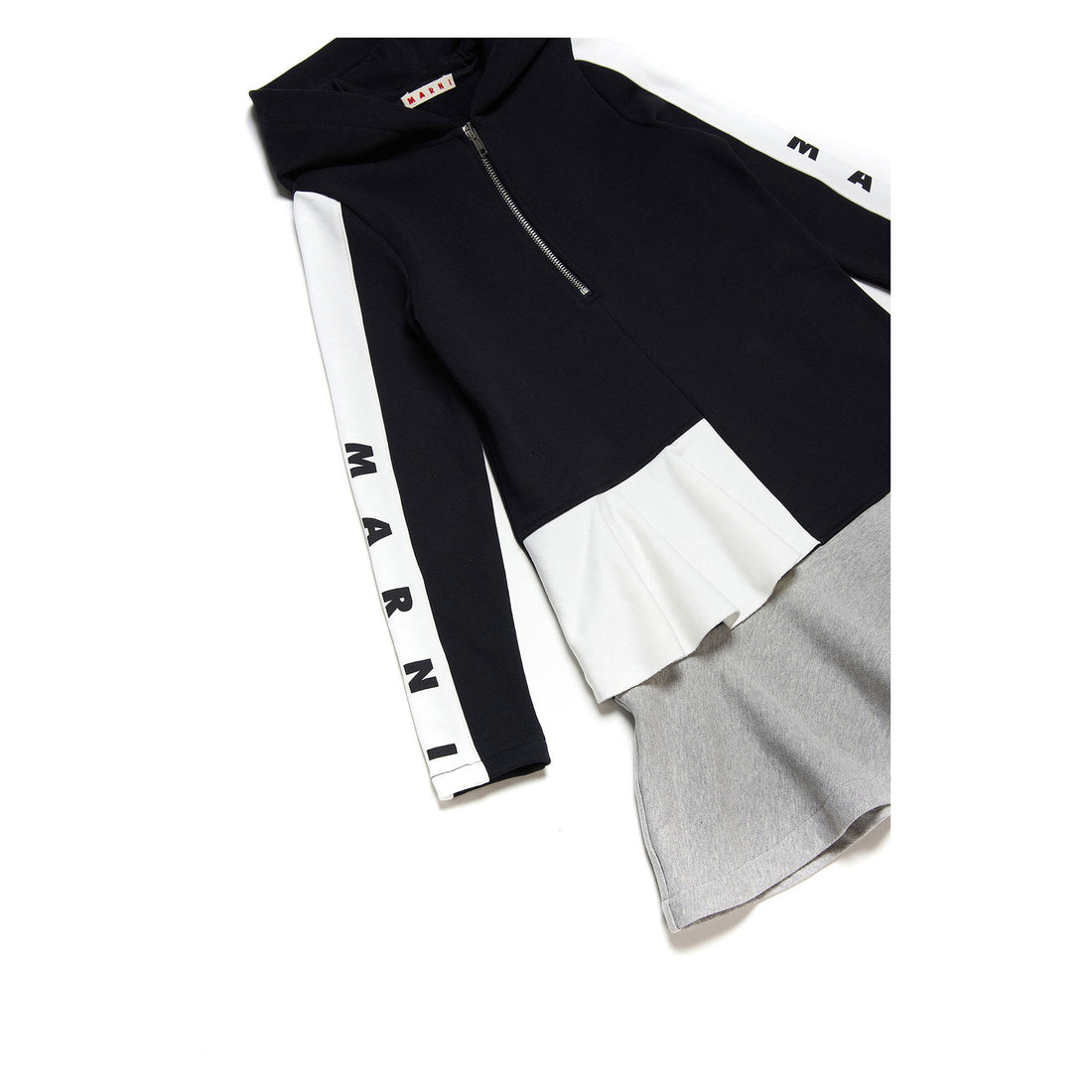 Marni Black Color Block Hooded Fleece Dress
