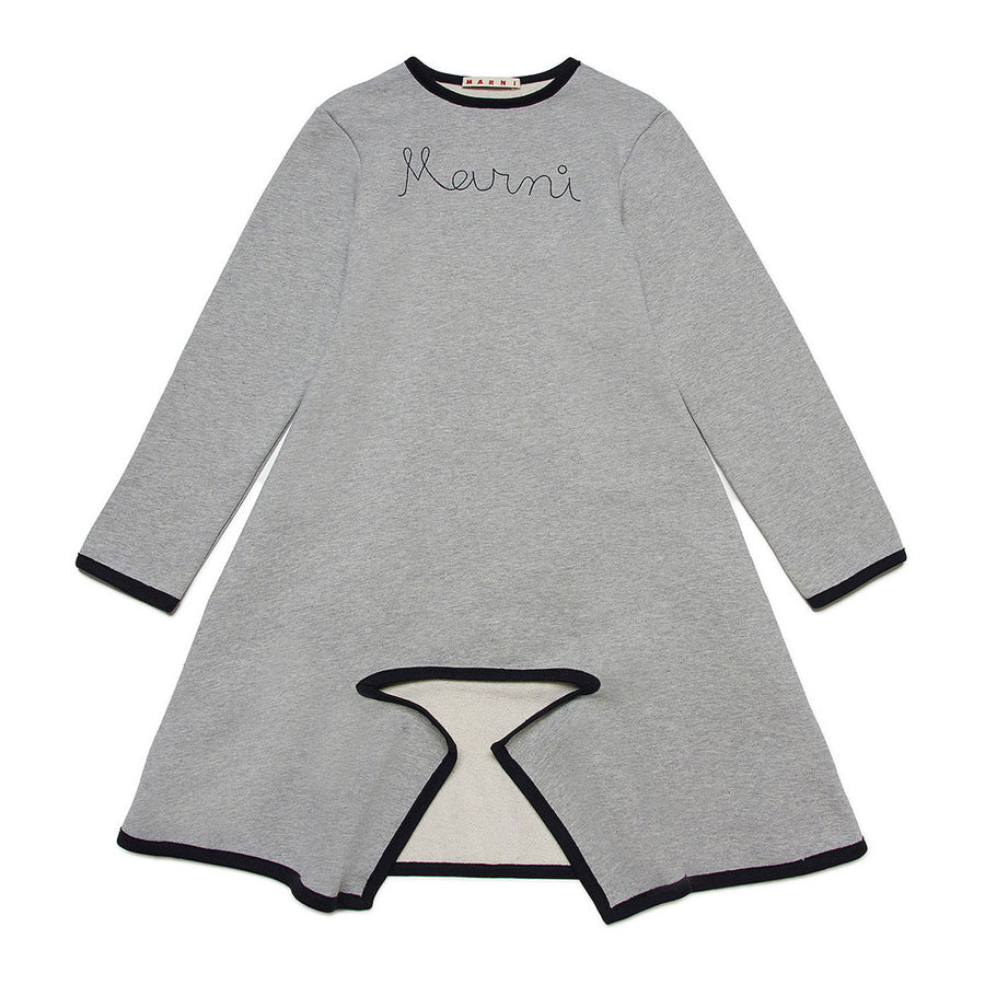 Marni Grey Front Ruffle Pleat Dress