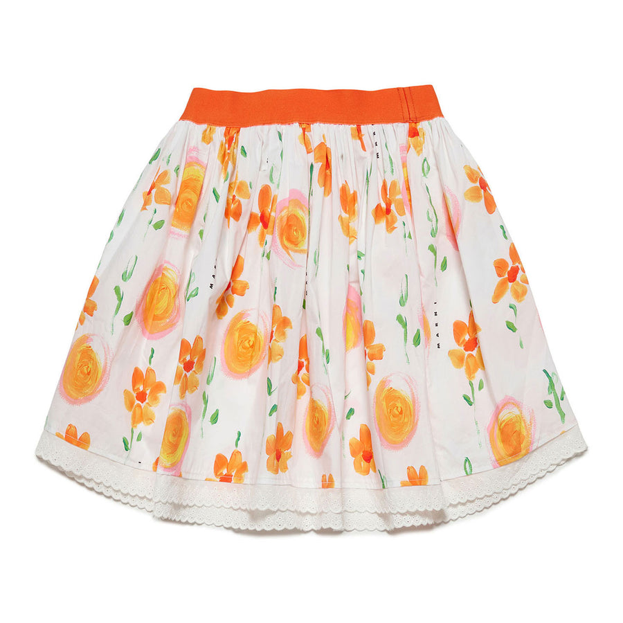 Marni White/Orange Floral Skirt