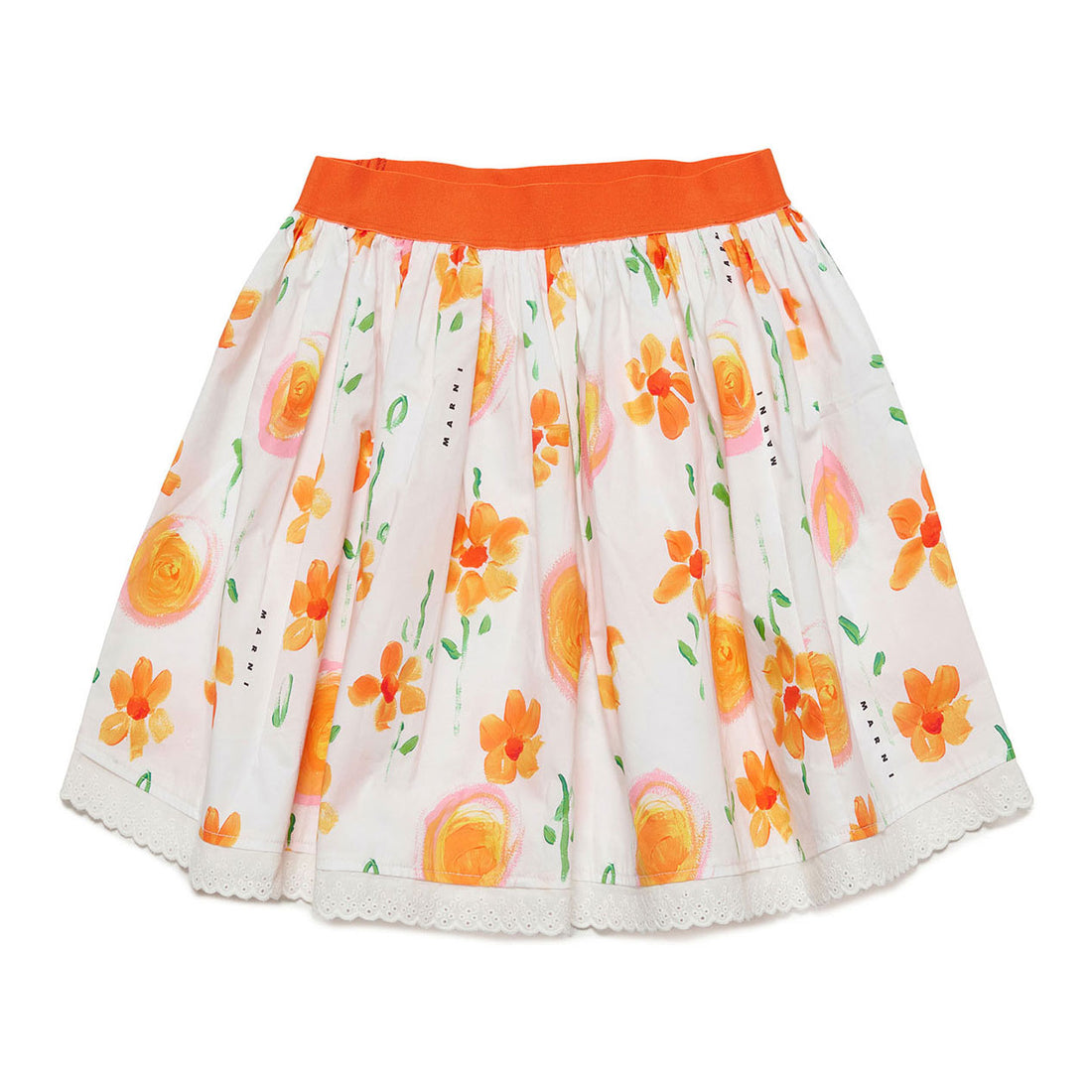 Marni White/Orange Floral Skirt
