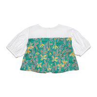 Marni White/Green Floral Two Toned Shirt