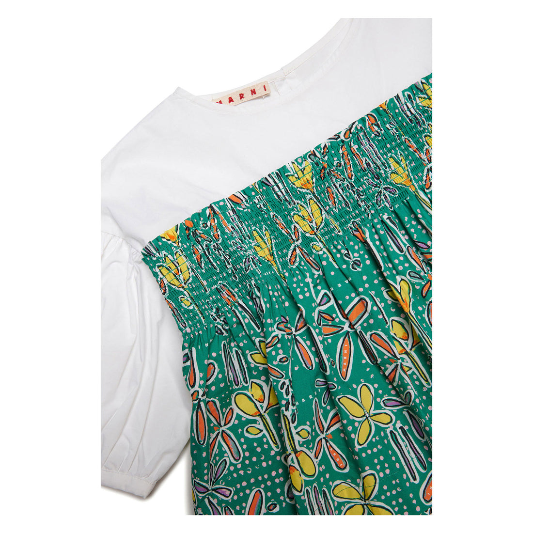 Marni White/Green Floral Two Toned Shirt