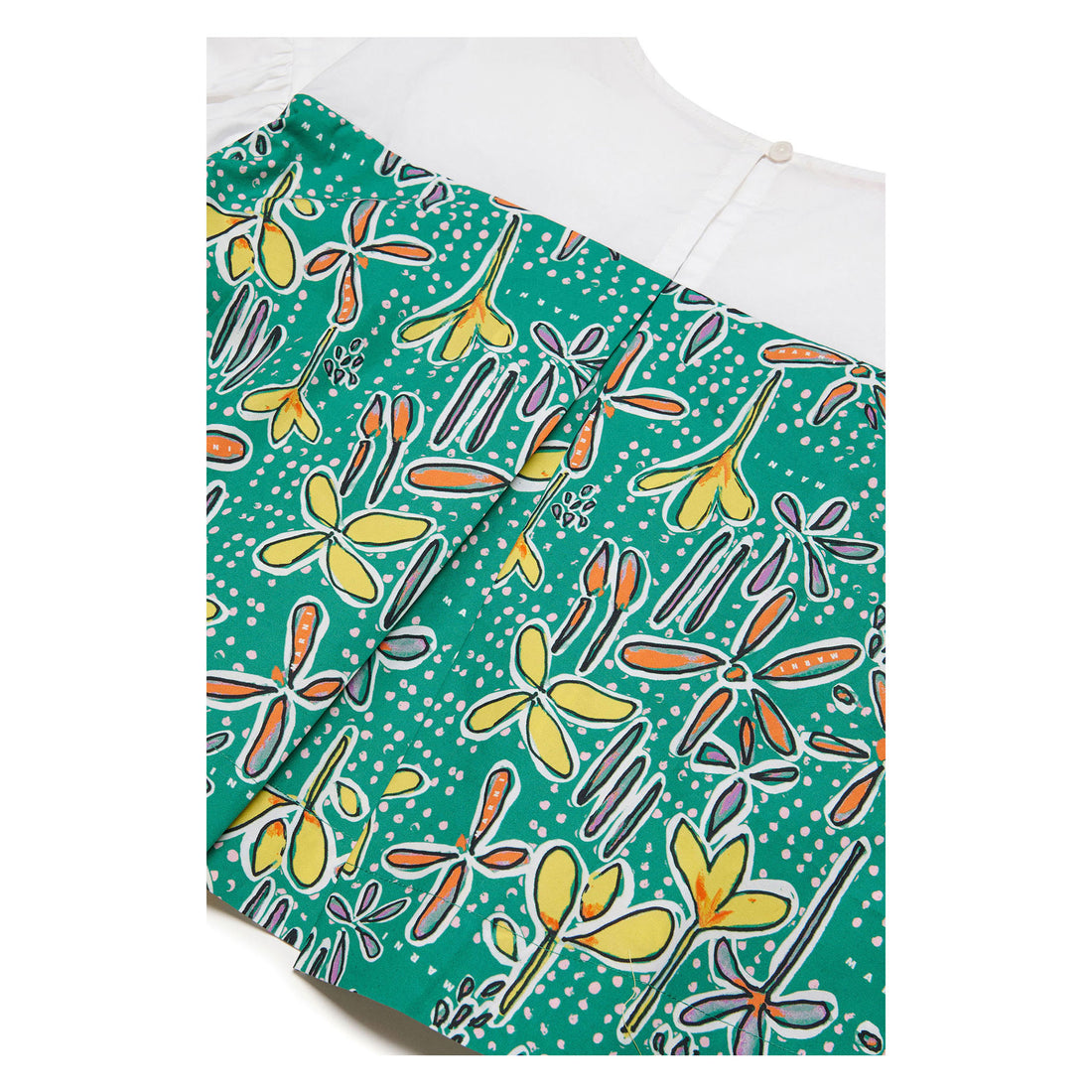 Marni White/Green Floral Two Toned Shirt
