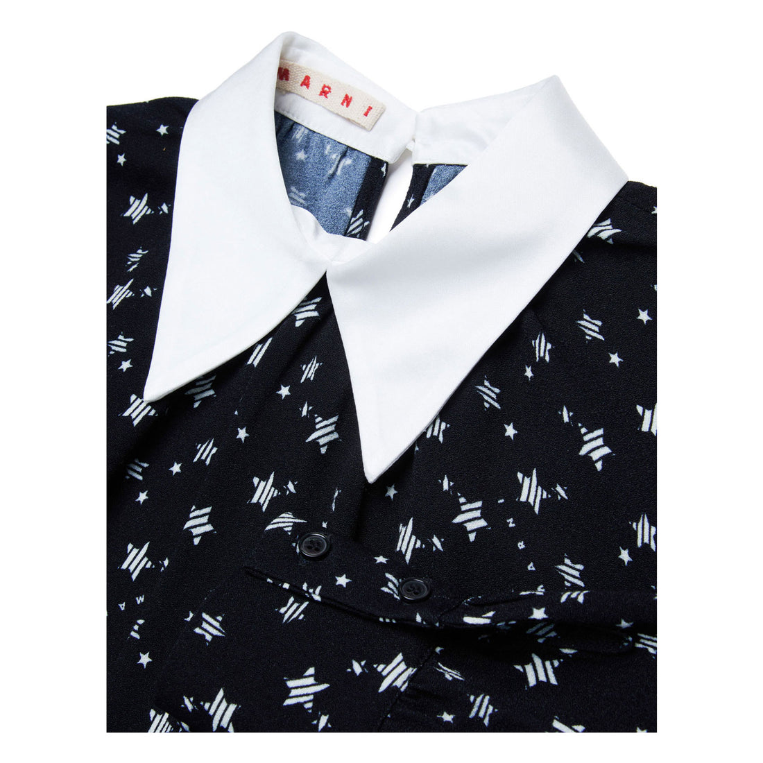 Marni Black Star Collar Print Dress