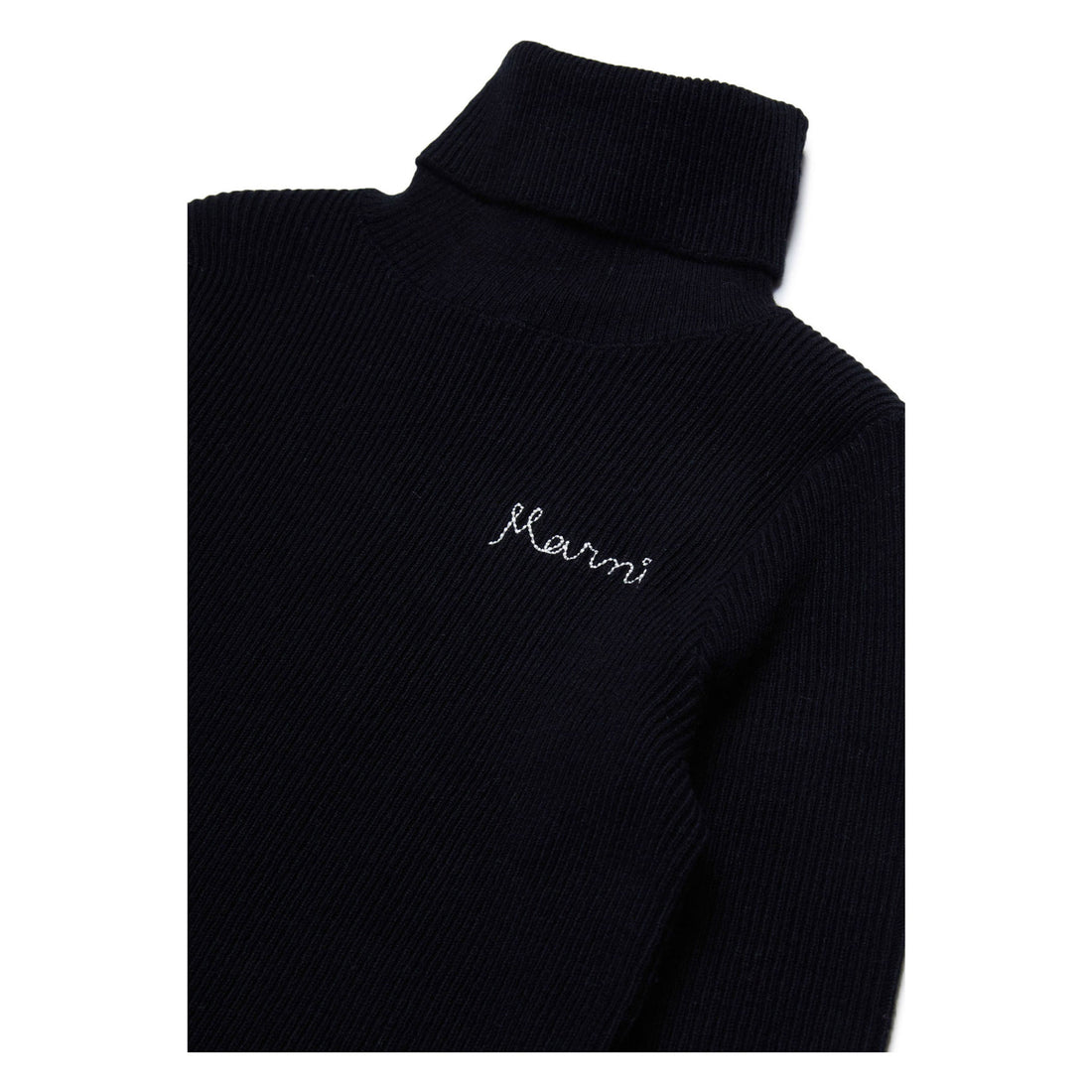 Marni Black Logo Embroidered Turtleneck