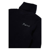 Marni Black Logo Embroidered Turtleneck