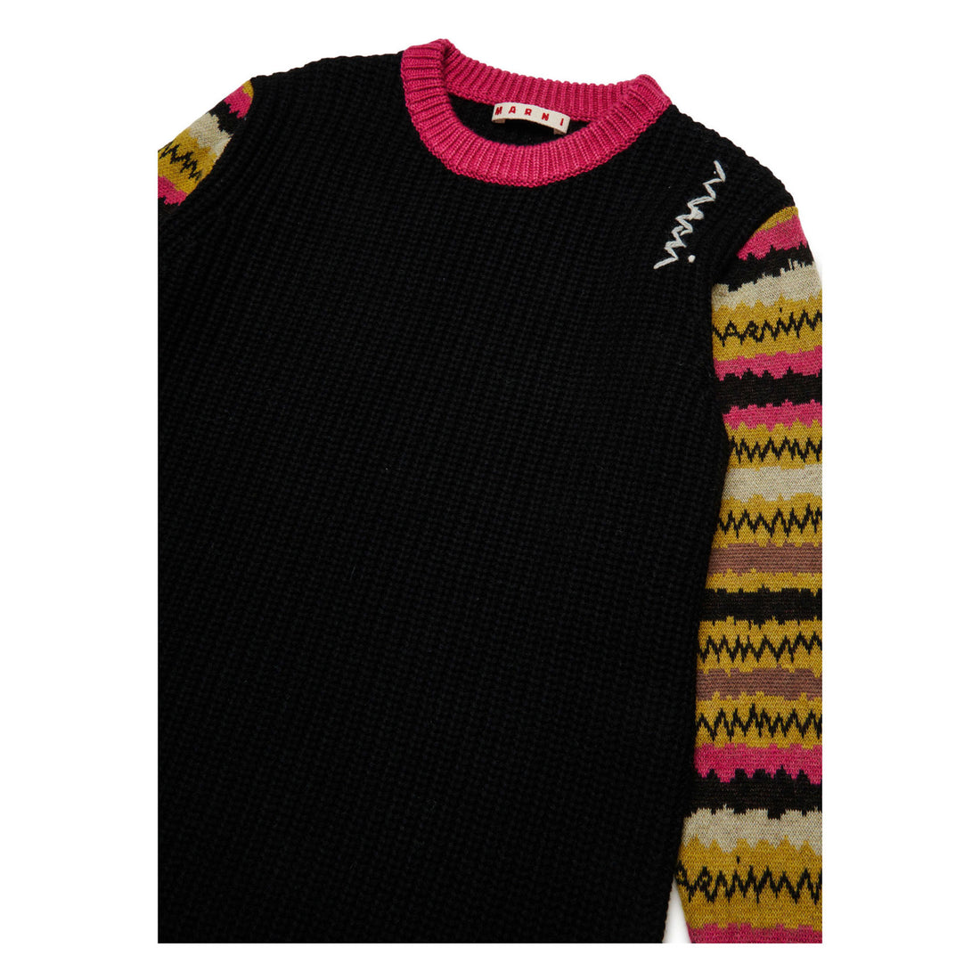 Marni Black Striped Sleeve Knit Dress