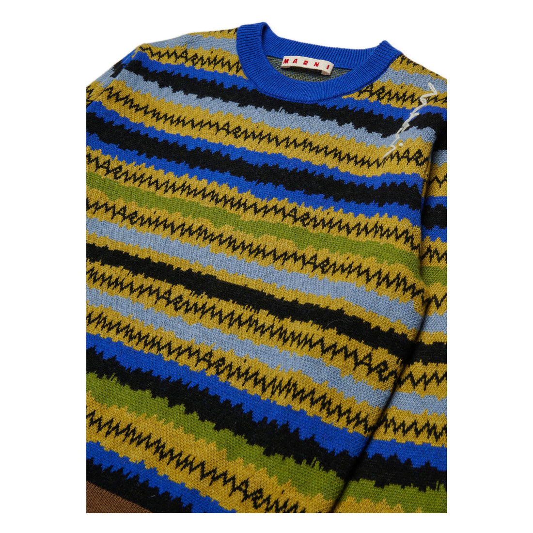 Marni Blue Striped Jacquard Pullover