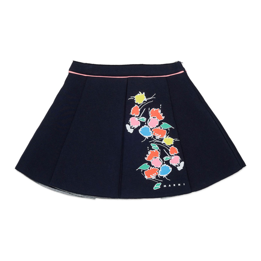 Marni Dark Sea Blue Floral Design Skirt
