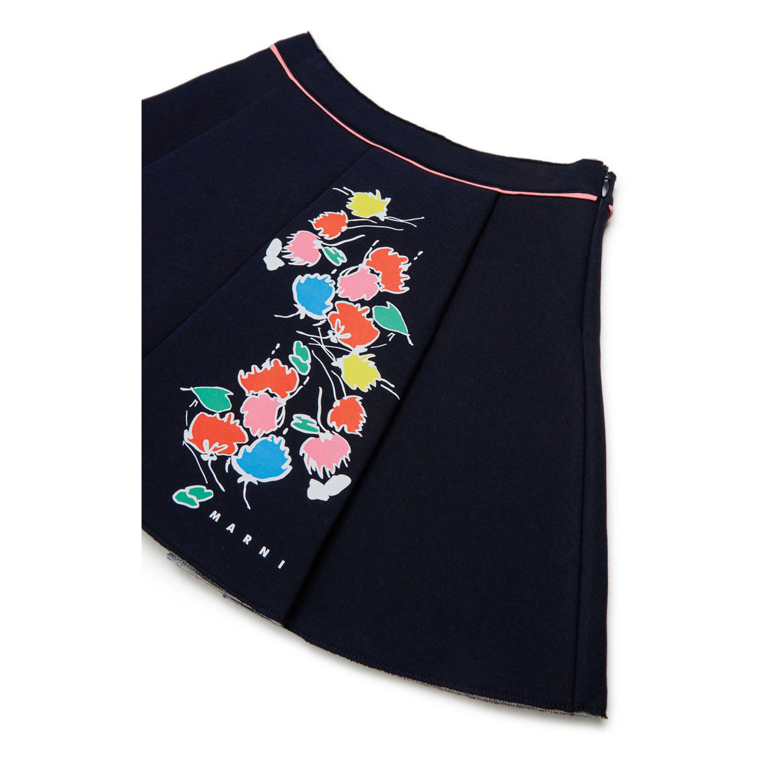 Marni Dark Sea Blue Floral Design Skirt