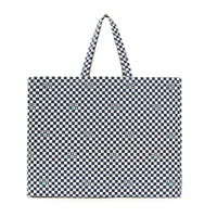 Bonton Navy Check Logo Tote
