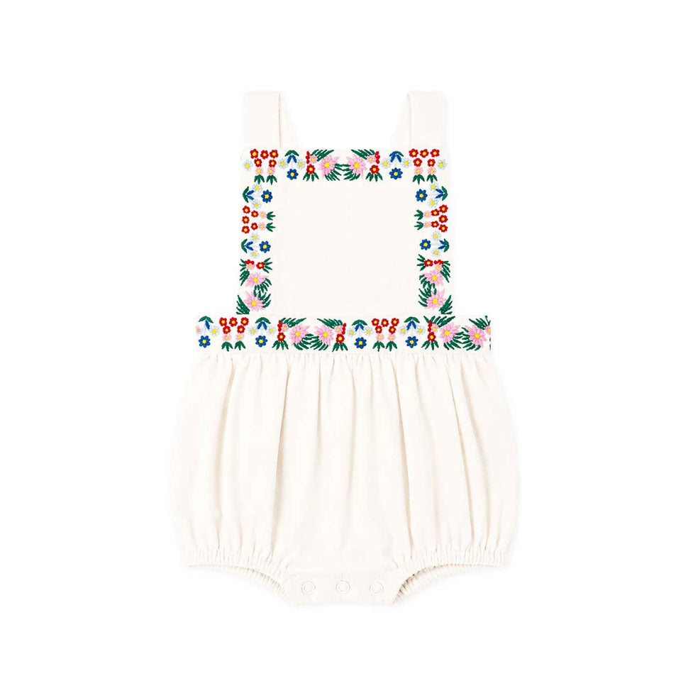 The New Society  Natural Denim Embroidery Malva Romper
