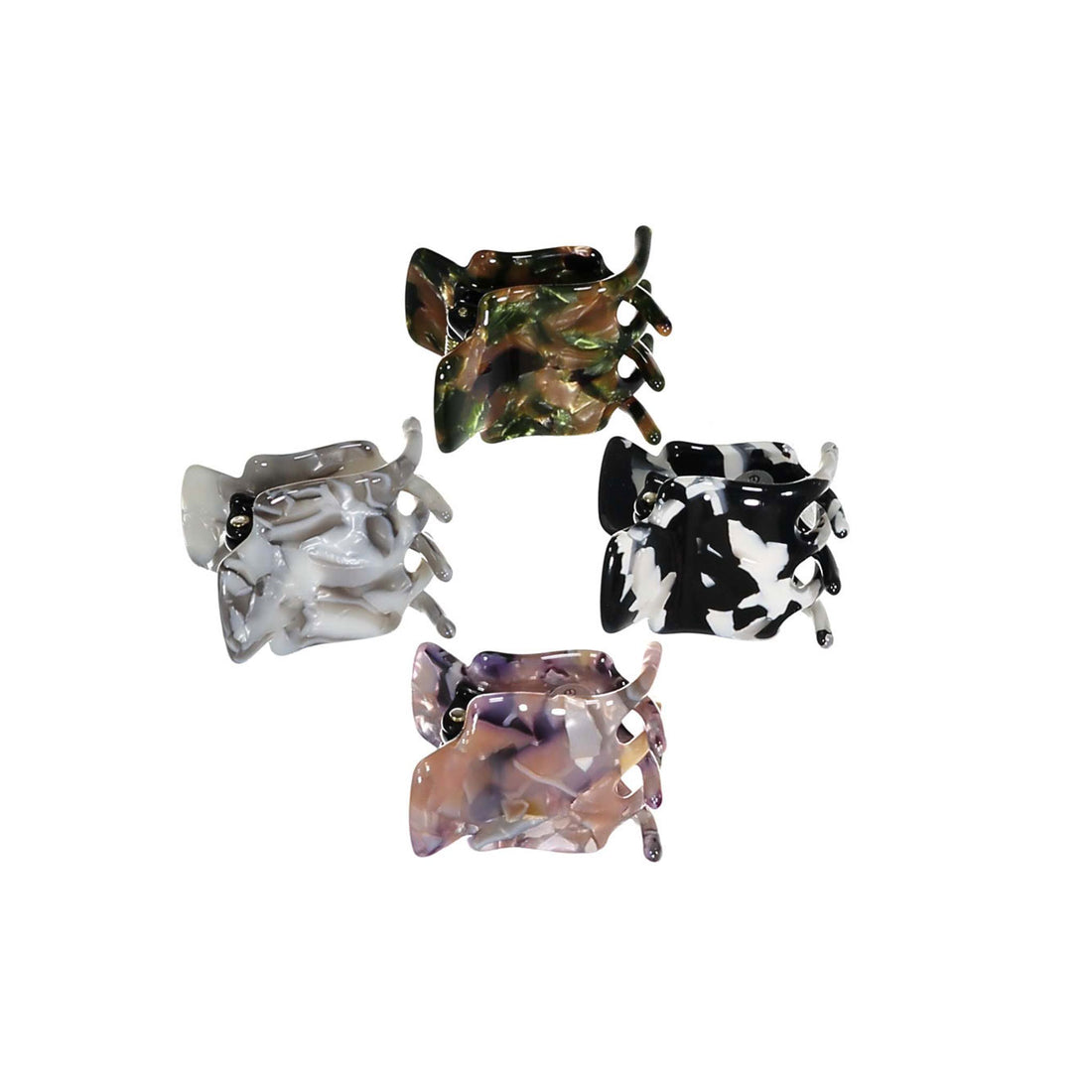 Black, Taupe, Blush, Olive Marbleized Claw Clip Pack
