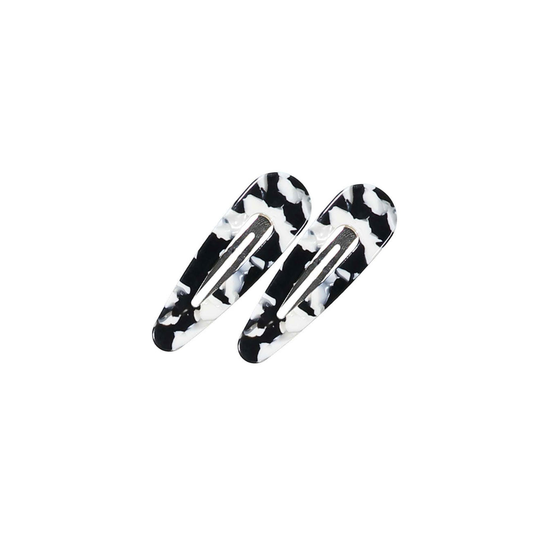 Knot Hairbands Black Marbleized Clip Set