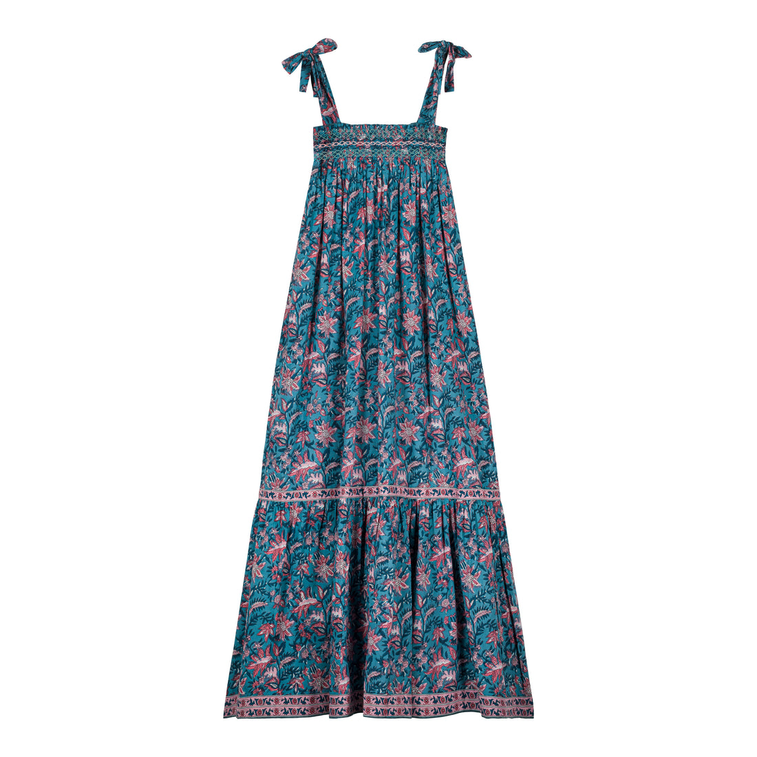 Louise Misha Teal Garden Of Eden Marcelette Dress