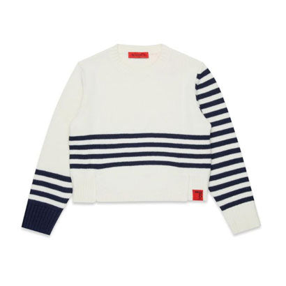 Max and Co White/ Navy Striped Maglia Sweater