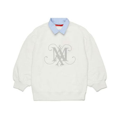 Max and Co White Felpa Collared Sweatshirt