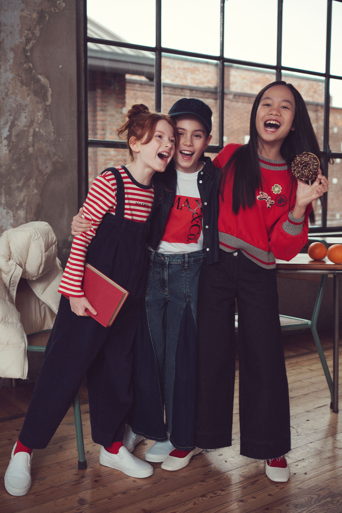 Max and Co Coral Red Striped Long Sleeve T-Shirt