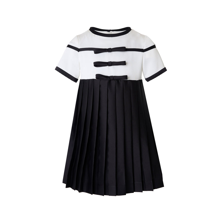 Mimisol Black  Satin Crepe Pleated Dress