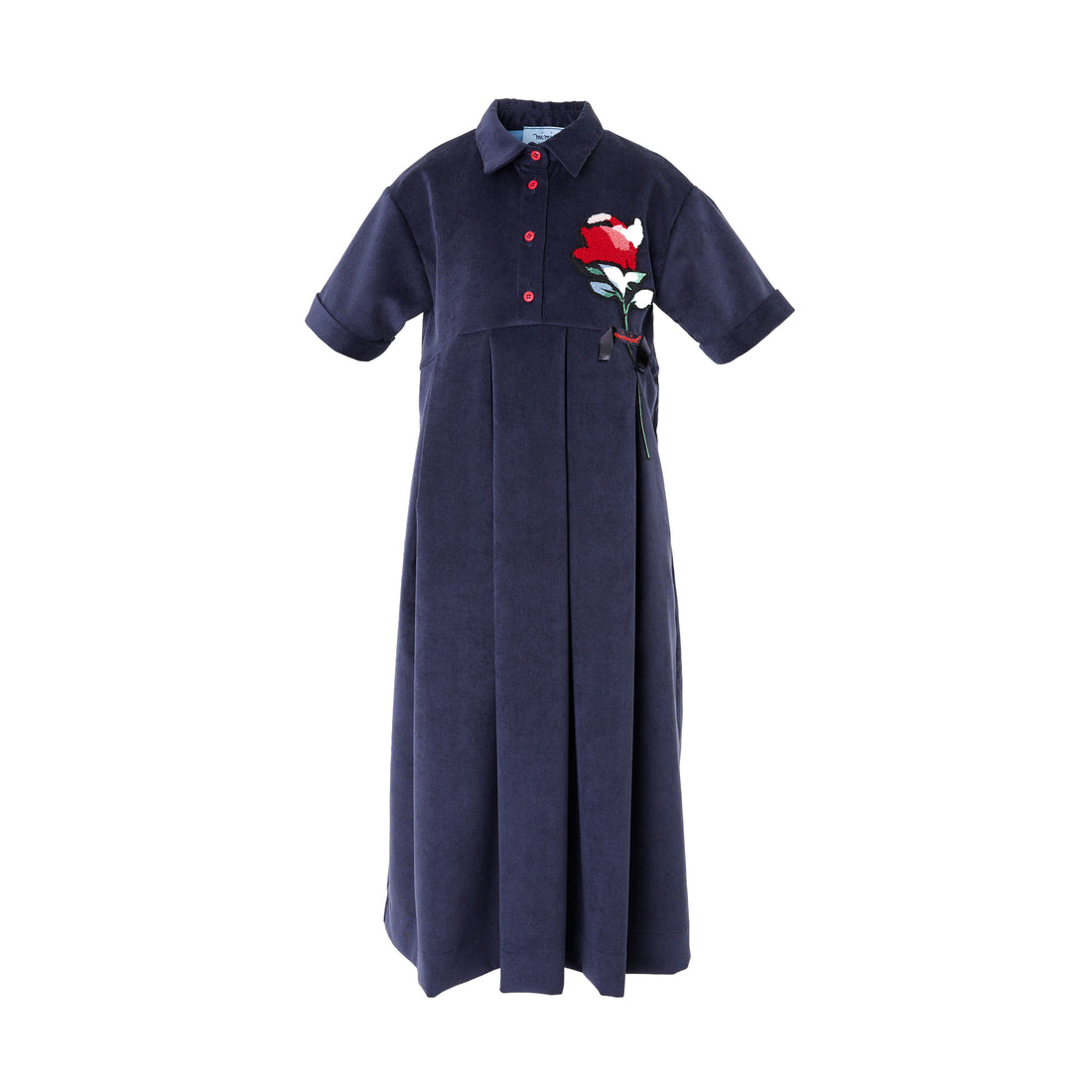 Mimisol Navy Trimmed Cordouroy Maxi Dress