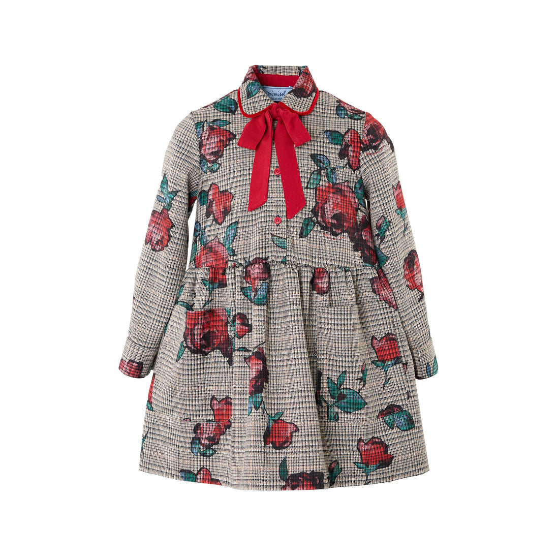 Mimisol Tan Plaid Rose Prince Of Wales Dress – Ladida