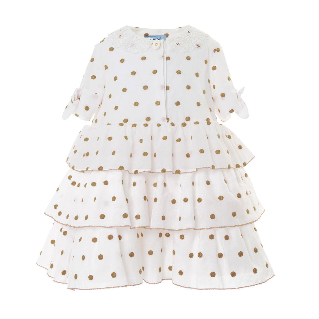 Mimisol Beige Polka Dot Flounce Dress