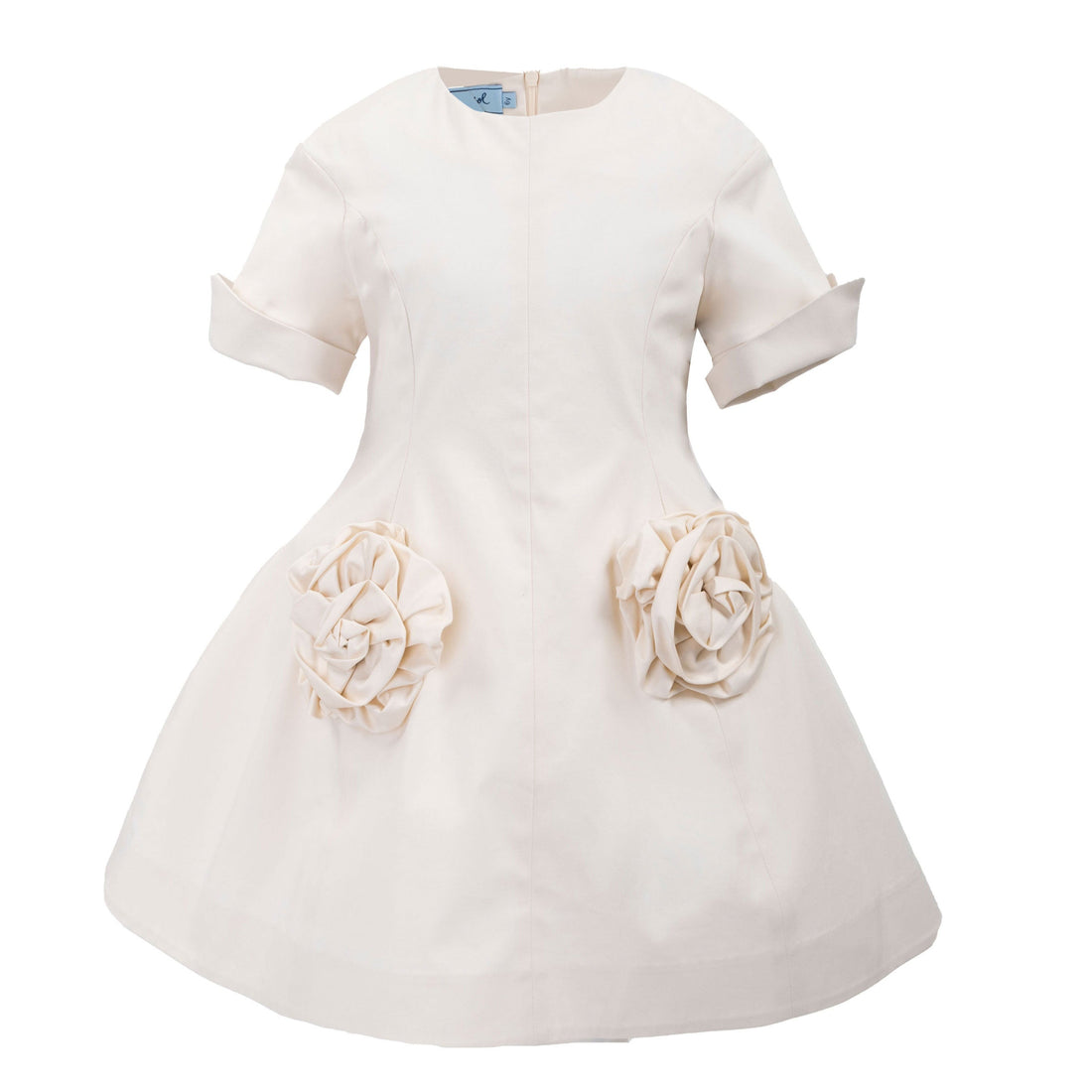 Mimisol Cream Rose Embellished Cotton Dress
