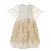 Mimisol Gold Embroidered Organza Dress