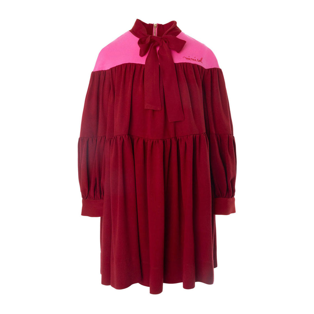 Mimisol Fushia Bordeaux Colorblock Dress