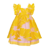 Mimisol Yellow Floral Organza Dress