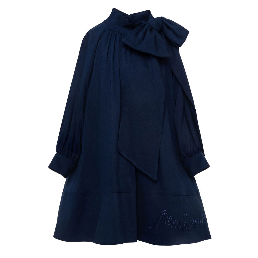 Mimisol Dark Blue Logo Embroidered Vaiella Dress