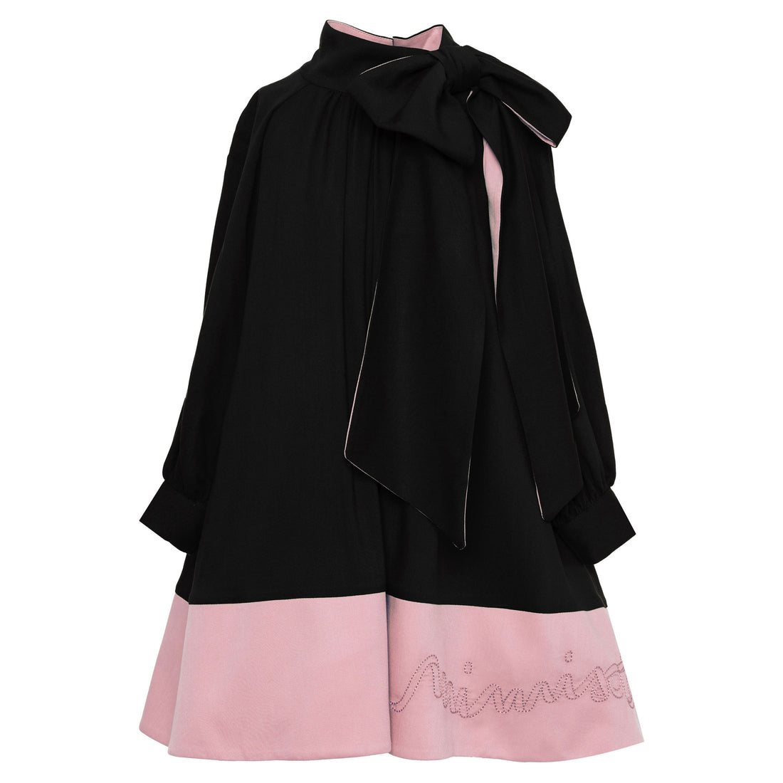 Mimisol Black/Pink Biocolor Logo Embroidered Vaiella Dress