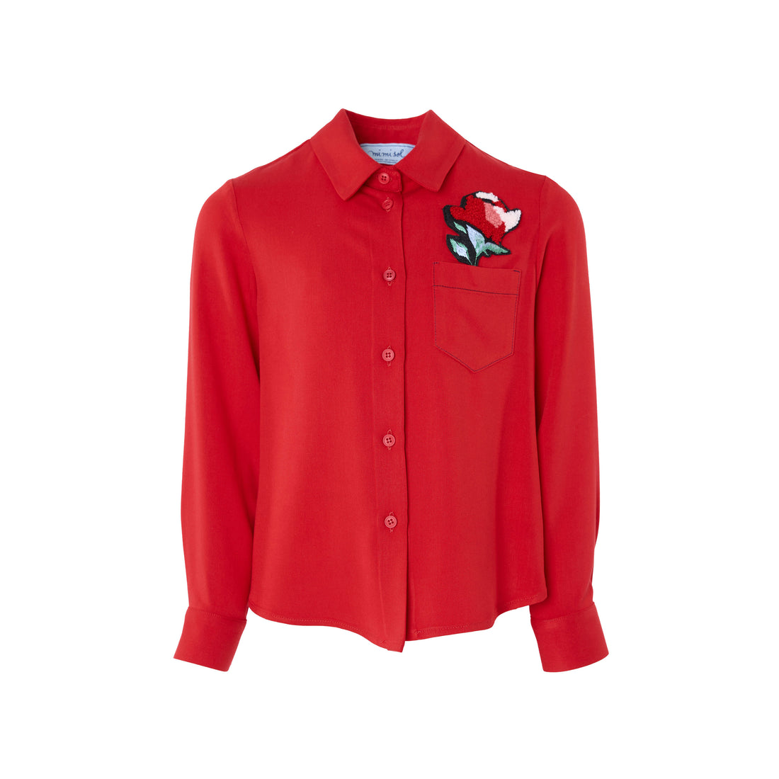 Mimisol Red Patch Embellished Shirt