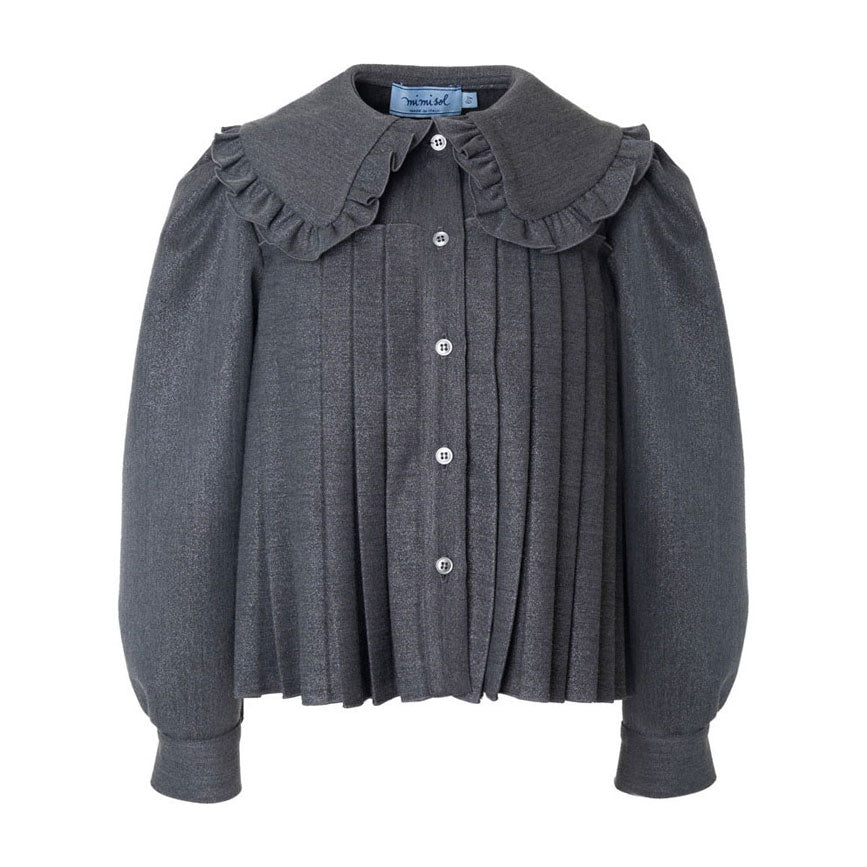 Mimisol Grey Lurex Pleated Blouse