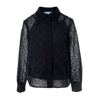 Mimisol Black Embroidered Chiffon Blouse