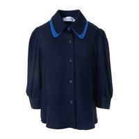 Mimisol Dark Blue Bicolor Twill Blouse