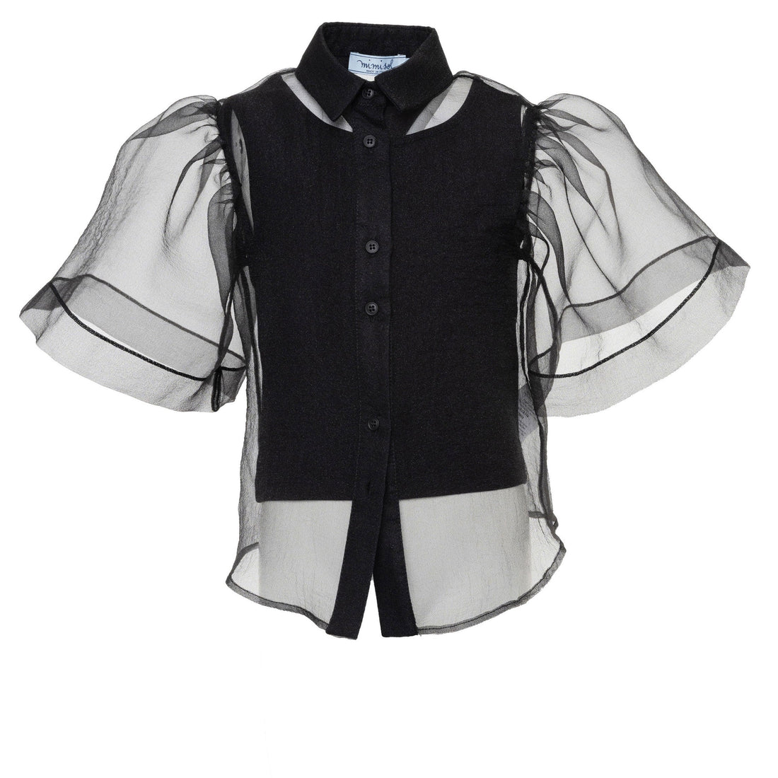 Mimisol Black Volant Sleeve Organza Shirt