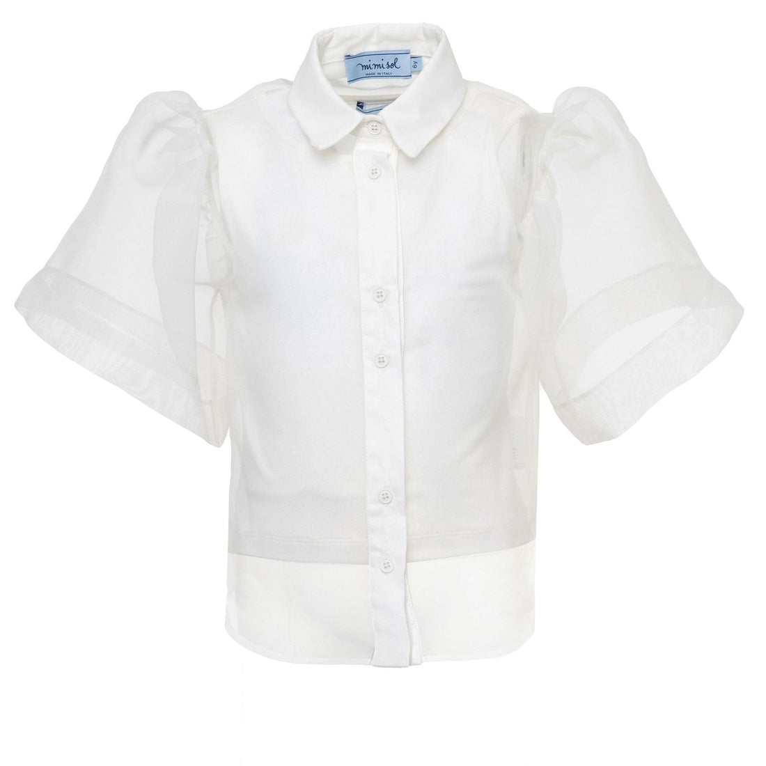 Mimisol Cream Volant Sleeve Organza Shirt