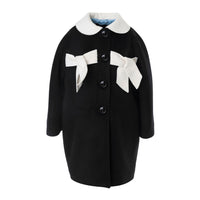 Mimisol Black White Bow Embellished Coat