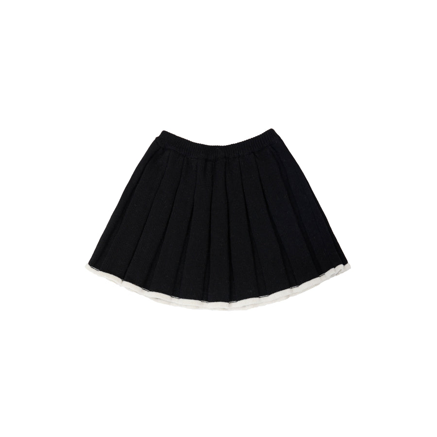 Mimisol Black Trimmed Pleated Skirt