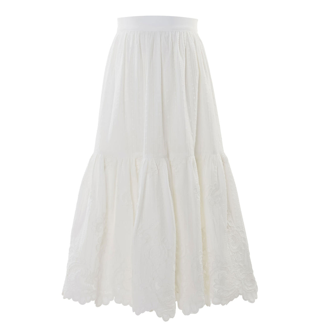 Mimisol Cream Scalloped Maxi Skirt